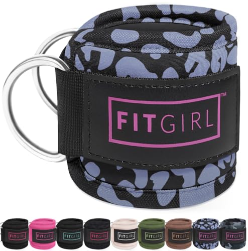 FITGIRL Ankle Strap for Cable Machine – Premium Padding and Comfort for Cable Exercise Machines, Cable Exercise Attachment for Home & Gym, Glute Workouts - Kickbacks, Leg Extensions, Hip Abductors - color: Animal - Pair