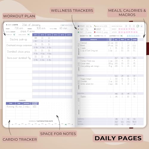 Clever Fox Fitness & Food Journal, Workout Planner, 5.8"x8.3" Rose Gold | Lasts 3 months, undated hardcover exercise & weight loss journal for women, gym, diet, meal tracker, calorie counter book - color: Rose Gold, size: A5 (5.8'' x 8.3'')