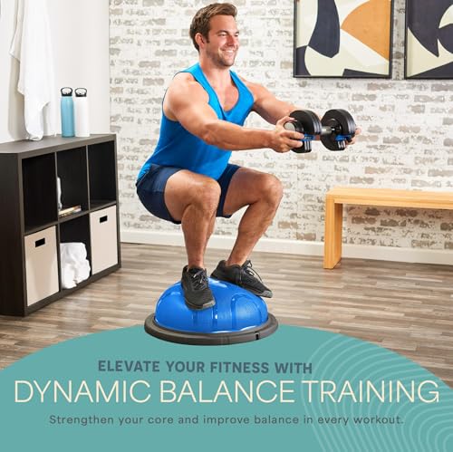 Lifepro Horizon Half Balance Ball Trainer with 440 lb Capacity Stability | half balance ball for full-body training, core strengthening and home gym fitness routines. Includes a pilates ball - color: Blue