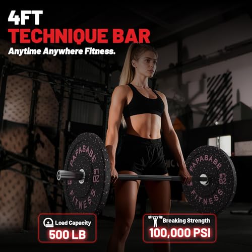 PAPABABE Olympic Barbell, 4ft/5ft/6ft/6.5ft Straight Barbell Womens Olympic Barbell for Strength Training and Technique Adjusting, 2 inch Olympic Bar with Moderate Knurling For Bench Press, Squats Curls Deadlifts Weightlifting - color: 4ft Straight Bar Bl
