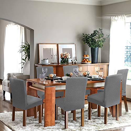 YEMYHOM 2 Packs Latest Checkered Dining Chair Slipcover Parsons Chair Furniture Protector Stretch Chair Covers for Dining Room, Restaurant, Kitchen, Party (Light Gray) - color: Light Gray, size: 2 Packs - Dining Chair