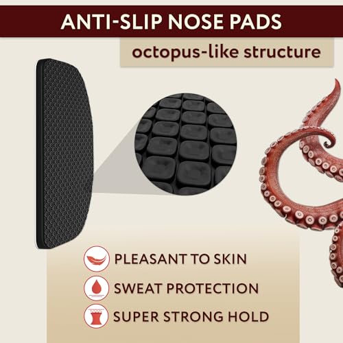 Nose Pads for Glasses Anti Slip - 0.5 mm Eye Glasses Nose Pads Non Slip - 6 Pairs Glasses Stoppers Nose Grip - Eyeglasses Nose Grips (Black Black Strap) - color: Black Black