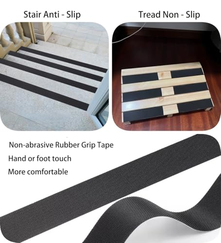 Rubber Grip Tape (1" x 18 ft), Non-Abrasive Waterproof & Anti-Slip Cushion Pad, Enhances Friction at Contact Points for Safer Handles or Contact Surfaces - color: Black