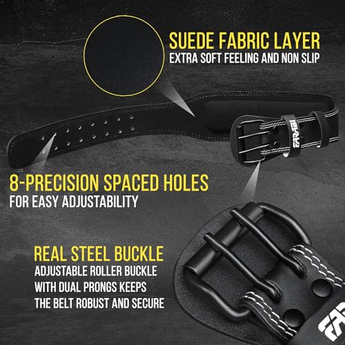 Farabi Sports Powerlifting Belt 100% Genuine Leather Weight Lifting Belt 4" wide Gym Belt Men and Women Weightlifting Belt for Gym Training Bodybuilding and Workout belt - size: X-Large