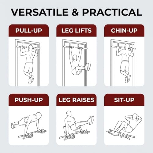 Iron Chin Up Bar Gen. 2 - Door Home Gym - Professional Quality Upper Body Workout Bar - Adjustable for Doors 24” to 32” - Quick, Easy Assembly No Tools - Built to Last - High Density Foam Grips