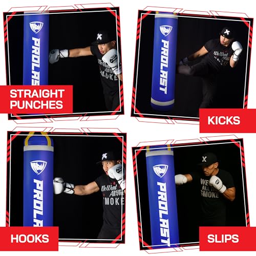 Heavy Punching Kicking Bag for Adults, Boxing, MMA, Martial Arts, Muay Thai, Strength Training Equipment, Filled, 5ft, 100 lbs, Vertical Logo - color: Blue, size: Unfilled