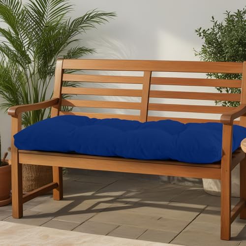 Outdoor Bench Cushion Waterproof, Tufted Bench Seat Cushion | 42 x 15 Inch Patio Wicker Indoor Seat Pads for Outside Garden Patio Balcony, Navy - color: Dark Cerulean, size: 42x15 Inch