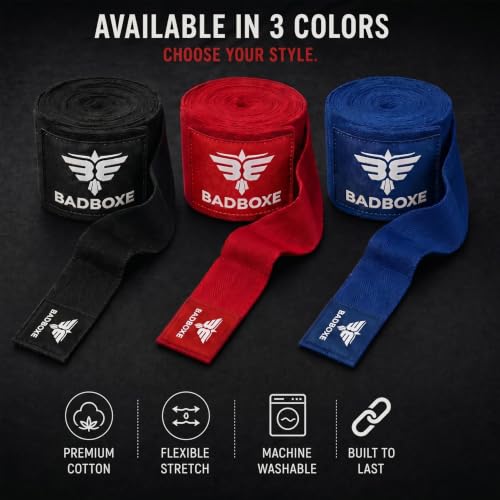 TWISTER FIGHT WEAR Boxing Hand Wraps 180" (4.5 Meter) – Premium Cotton-Polyester Blend with Thumb Loop and Hook & Loop Closure for Boxing, MMA, Muay Thai & Kickboxing - color: Red (2 Pair)