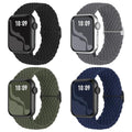 4 Pack Braided Stretchy Bands Compatible with Apple Watch 40mm 41mm 38mm 42mm 44mm 45mm 46mm 49mm Women Men, Breathable Nylon Elastic Daily Use Straps for iWatch Series 11/10 9 8 7 6 5 4 3 SE/Ultra 2 - color: Black/DeepGray/OliveGreen/AbyssBlue, size: 38m