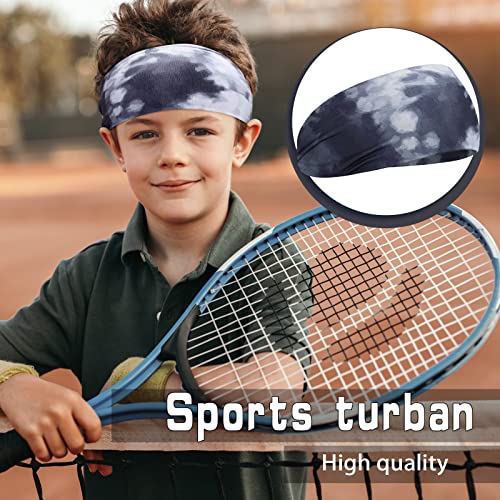 Deekin 6 Pcs Sweatbands for Kids Soccer Headbands Boys for Sports Breathable Sweat Wicking Headband for Kids Athletic Baseball Football Youth 5-15 Years Old - color: Tie Dye