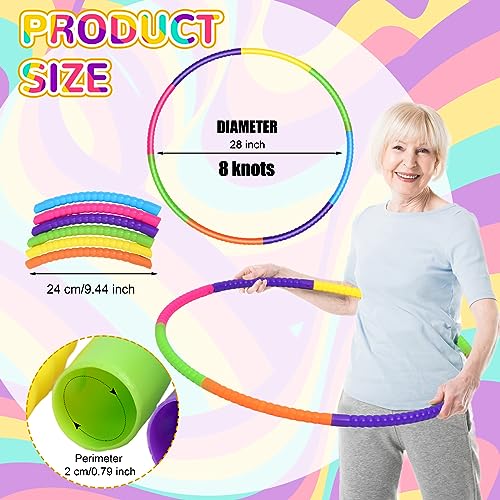 Sratte 6 Pcs Exercise Hoop Detachable Adjustable Plastic Hoops Snap Together Toy Ring Color Playground Toys for Girls and Boys Party Games, Sports, Exercise, Dog Training(28 Inch,Simple Colors) - color: Simple Colors, size: 28 Inch