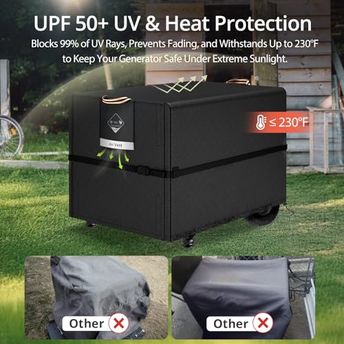 QH.HOME Waterproof Generator Cover 32x24x24 inch ,900D Heavy Duty Oxford with Secure Windproof Buckle- for Most Generators 5000-10000 Watt, Black - size: 32"(L) x 24"(W) x 24"(H)