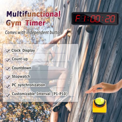 Independent Button Type 1.5-inch Fitness Room Rest Timer, Suitable for Gym Exercise/School/Home Exercise/Boxing Gym/Indoor Rock Climbing (1.8-inch Data PC Transmission Mode)
