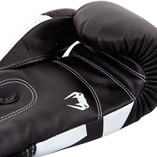 Venum Elite Boxing Gloves - color: Black/White, size: 12-Ounce