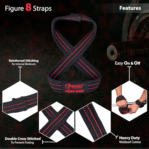 Figure 8 Lifting Strap- Strongman 10-14" Deadlift Straps- True Grip Support & Heavy Duty Wrist Straps for Weightlifting Women Men- Hand Straps for Weight Lifting Figure 8 Straps for Gym Workout - color: Black/Red, size: Small 10" - Less than 7.25" Wrist