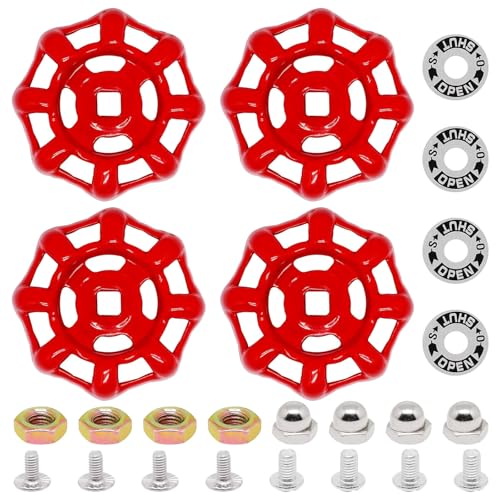 4 Pack Outdoor Faucet Handle, Faucet Handle Replacement, Cast Iron Faucets Round Wheel Handles, Replacement Water Spigot Handles with Screws Spacer 9/32 Inch x 9/32 Inch (7mm x 7mm) - color: Red, size: 7mm x 7mm (4pcs)
