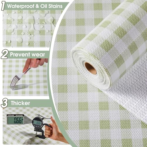 Drawer and Shelf Liner, Non-Slip Kitchen Cabinet Liners Non-Adhesive Thick Strong Grip Waterproof Washable Mats Protect Dresser Shelves Cupboard Bathroom Cabinets, Sage Green, 12 in X 10 FT - color: Sage Green Plaid, size: 11.8"W x 118"L