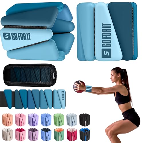 SPORTBIT Wrist and Ankle Weights for Women - Set of 2 (1lb Each) Wearable Ankle & Wrist Weights - Leg & Arm Bands, Silicone Weighted Bracelets for Workout, Walking, Running, Yoga, Pilates - color: Navy Blue