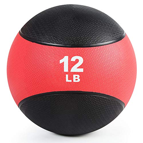 RitFit Weighted Medicine Ball - Non-Slip Rubber Shell & Dual Texture Grip - Workout Exercise Ball for Core Strength, Balance Training, Coordination Fitness - Multiple Weights & Colors - size: 12lb
