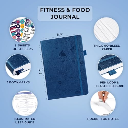 Clever Fox Fitness & Food Journal, Workout Planner, 5.8"x8.3" Mystic Blue | Lasts 3 months, undated hardcover exercise & weight loss journal for women, gym, diet, meal tracker, calorie counter book - color: Mystic Blue, size: A5 (5.8'' x 8.3'')
