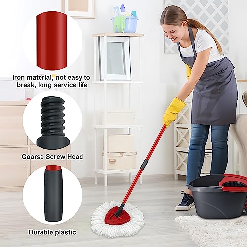 Mop Replace Heads Mop Handle and Base Replacement for O Cedar EasyWring 1-Tank Spin Mop System, 2 Microfiber Mops Refills, 4-Section Iron Mop Handle 30-58Inch and 1 Mopping Heads Cover Set (No Bucket) - color: 1 Sets Mop Handle + 2 White Heads + 1 Base
