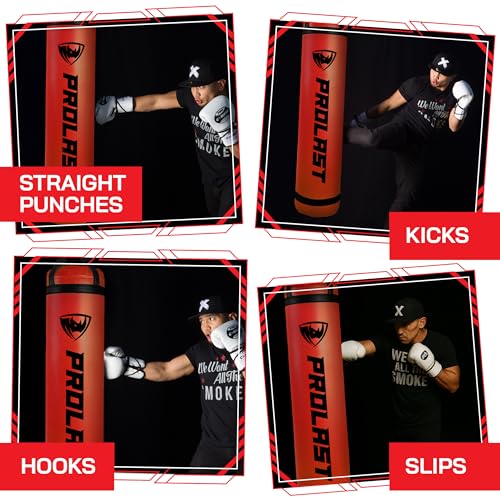 Heavy Punching Kicking Bag for Adults, Boxing, MMA, Martial Arts, Muay Thai, Strength Training Equipment, Filled, 5ft, 100 lbs, Vertical Logo - color: Red, size: Filled