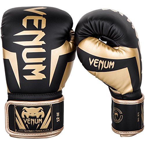 Venum Elite Boxing Gloves - color: Black/Gold, size: 10-Ounce