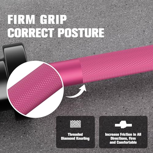 RitFit Barbell Weight Set - 4/6FT Olympic Barbell with Weight Plates (55-115LB Total) - Weightlifting Equipment for Squats, Curls, Deadlifts, Presses, Hip Thrusts - color: Black/Pink, size: 4FT With 35LB Plates