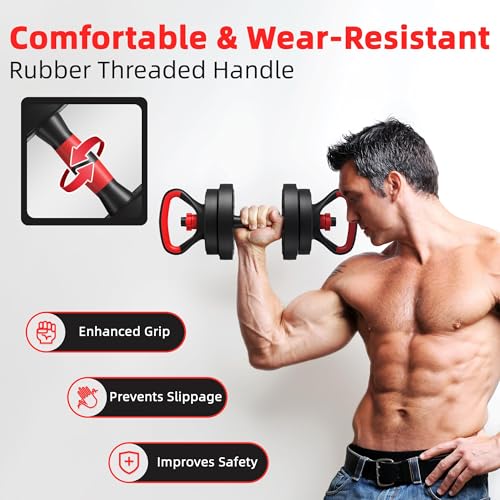 Fitvids Adjustable Dumbbell Set, 40/60LBS Free Weight Set, Multi-Functional Portable Changeable Dumbbell Barbell Kettlebell Set for Home, Multiple Style - size: 60LBS Set, 4in1