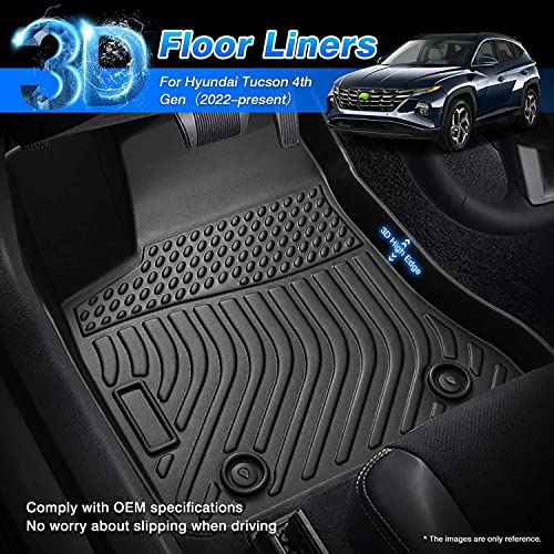 Cartist Floor Mats Compatible with Hyundai Tucson NX4 2022 2023 2024 2025 (Not for Hybrid Model) All Weather Floor Mats 1st & 2nd Row Carpet Protection 3D TPE Odorless - size: 3)Hyundai Tucson NX4(Not for Hybrid)【2022-2025】
