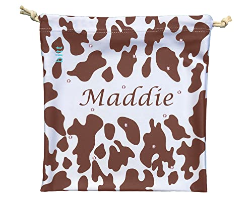 Bitt Sportswear Personalized Gymnastics Grip Bag in Cow Print with Crystals Options (Brown Cow Print) - color: Brown Cow Print
