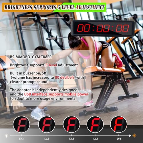 Independent Button Type 1.5-inch Fitness Room Rest Timer, Suitable for Gym Exercise/School/Home Exercise/Boxing Gym/Indoor Rock Climbing (1.5 inch 6-Digit red)