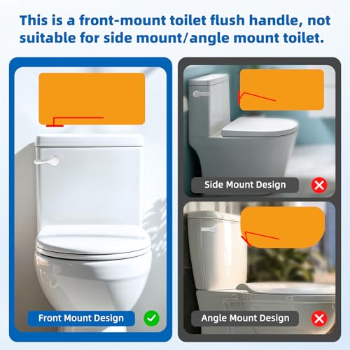 Hibbent Metal Front Mount Toilet Handle Replacement Kit, White | Upgraded Metal Flush Lever, Universal Toilet Flush Handle Fit Front Tanks, Stainless Steel Flapper Chains, 4 Adjustable Holes - color: White, style: Classic