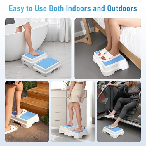 Wefaner Bath Shower Step,Stackable Bathtub Non Slip Safety Step Stool, Indoor/Outdoor Handicap Wideing Hands Free Platform Medical Portable Stack-Able, for High Beds, Kitchens,Bathroom.