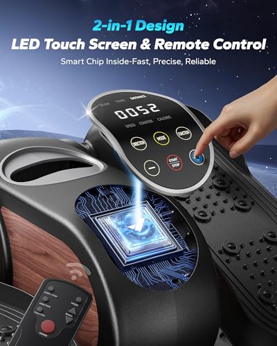MERACH Under Desk Elliptical Machine, Leg Exerciser While Sitting for Seniors with 12-Speeds & Remote Control, Quiet Portable Electric Seated Pedal Exerciser Machine for Home Office - color: Black