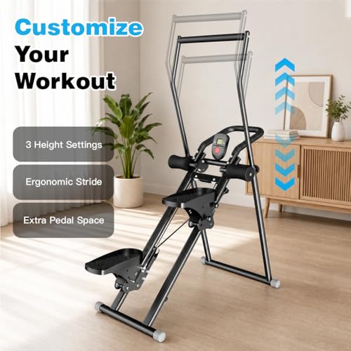 Stair Stepper Ab Machine for Home Gym, Multi-functional Full-Body Workout Equipment, Compact Folding Stair Climber with Oversized Pedal, 90% Pre-Assembled Stairmaster