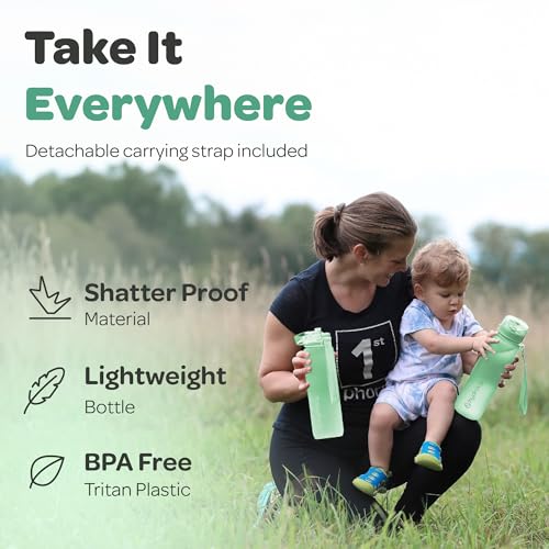 Hydracy Motivational Water Bottle with Time Marker & Fruit Infuser 17 oz | BPA-Free Tritan, Leakproof Flip-Top Lid,No-Sweat Sleeve,Carry Strap,Daily Intake Tracking for Gym,Sports,Outdoors - color: Aqua Green, size: 17 Ounces
