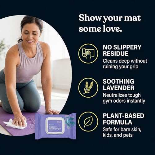ASUTRA Yoga Mat Cleaning Wipes (Lovely Lavender), 1 (1 Pouch = 30 Wipes) | Pouch (30 Wipes) - No Slippery Residue, Deep-Cleansing for Fitness Gear & Gym Equipment - size: 1 Pouch (30 Wipes)