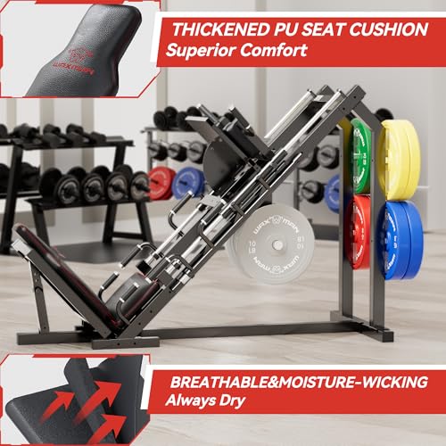 Waxman Leg Press Hack Squat Machine Combo, 2-in-1Leg Exercise Machine with Linear Bearing, Special for Lower Body with Weight Storage for Quads, Hamstring