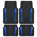 CAR PASS Heavy Duty Rubber Car Mats Metallic,Aluminum Film All Weather Floor Mats Waterproof Universal Trim to Fit Automotive SUV Sedan Van 4 Piece Anodized Deep Dish Two-Tone Sporty Black Blue Chrome - color: Black Blue