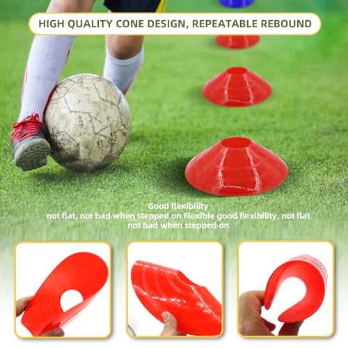 60/30 Pack Soccer Training Cones - Agility Cones with Carry Bag, Sturdy Disc Cones for Sports Training, Soccer, Football, Basketball, Indoor Outdoor Sports, Festive Events, Field Cone Markers - color: Multi-Color-60 Pack
