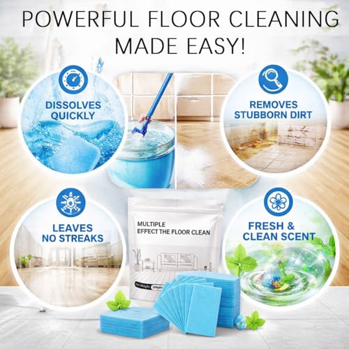 Multi-Surface Floor Cleaning Tablets, 100PCS Concentrated Floor Cleaner Tablets for Hardwood, Tile, Laminate & Vinyl Floors, Dissolvable Mop Cleaning Solution for Home & Kitchen Use