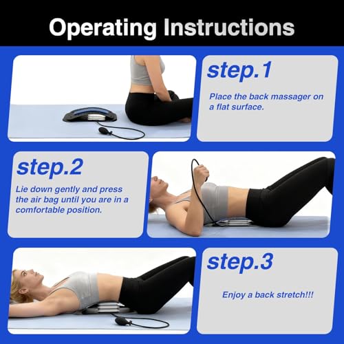 Back Stretcher for Lower Back Pain Relief, Adjustable Lumbar Traction Device, Ergonomic Spine Board with Acupressure Points, Back Massager for Spinal Decompression and Scoliosis - color: Black