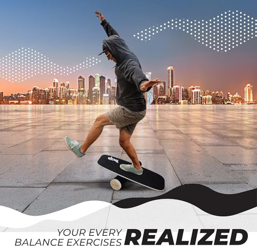 Yes4All Balance Board Sports Trainer, Surf Trainer Board With Adjustable Stoppers, Improve Core Strength and Balance Control - color: B. Black