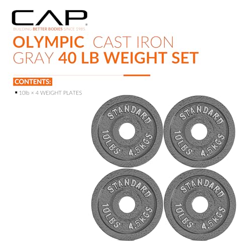 CAP Barbell 2-Inch Olympic Weight Plate | Multiple Options - size: 10 lb - Set of 4, style: Classic - Grey