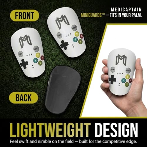 MediCaptain MiniGuards - Mini Shin Guards for Soccer Players - Tiny Shin Pads for Men, Women, Teens - Miniature Shin Guards 3.9 x 2.4 inch - Perfect for High Level Soccer Athletes - color: Gamer Pads