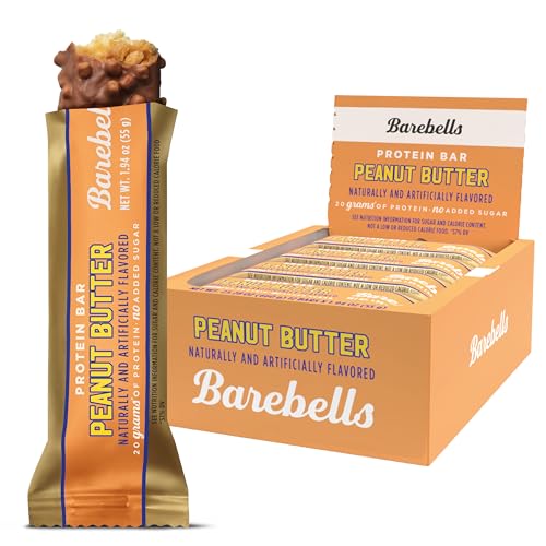 Barebells Protein Bars Peanut Butter - 12 Count, 20g High Protein Treats - Chocolate Nutrition Bar with 1g Total Sugars - On-The-Go Breakfast or Post-Workout Snack - size: 12 Count (Pack of 1)
