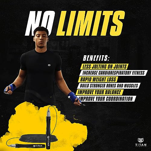 Titan Armour® Speed Rope - Professional Self-Locking & Adjustable, Adult Speed Jump Ropes for Fitness | 2 x Steel Ropes, Cable Protector & Travel Case | Jump Rope Crossfit, Boxing, Fitness MMA for Men & Women - color: Silver