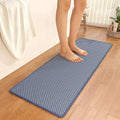 YDKGL Bathroom Runner Non Slip, Extra Soft Absorbent Quick Dry Bath Mats, Foam Weave Texture Thin Bath Rugs Washable with Rubber Backing, 20" x 59“ - color: Blue, size: 20"x 59"