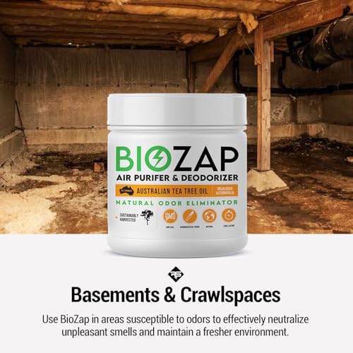 BioZap Air Purifier & Deodorizer (16-oz Jar) - Australian Tea Tree Oil Gel. Naturally Eliminates Odors in Basements, Crawlspaces, Gyms, Cars, Closets and More.